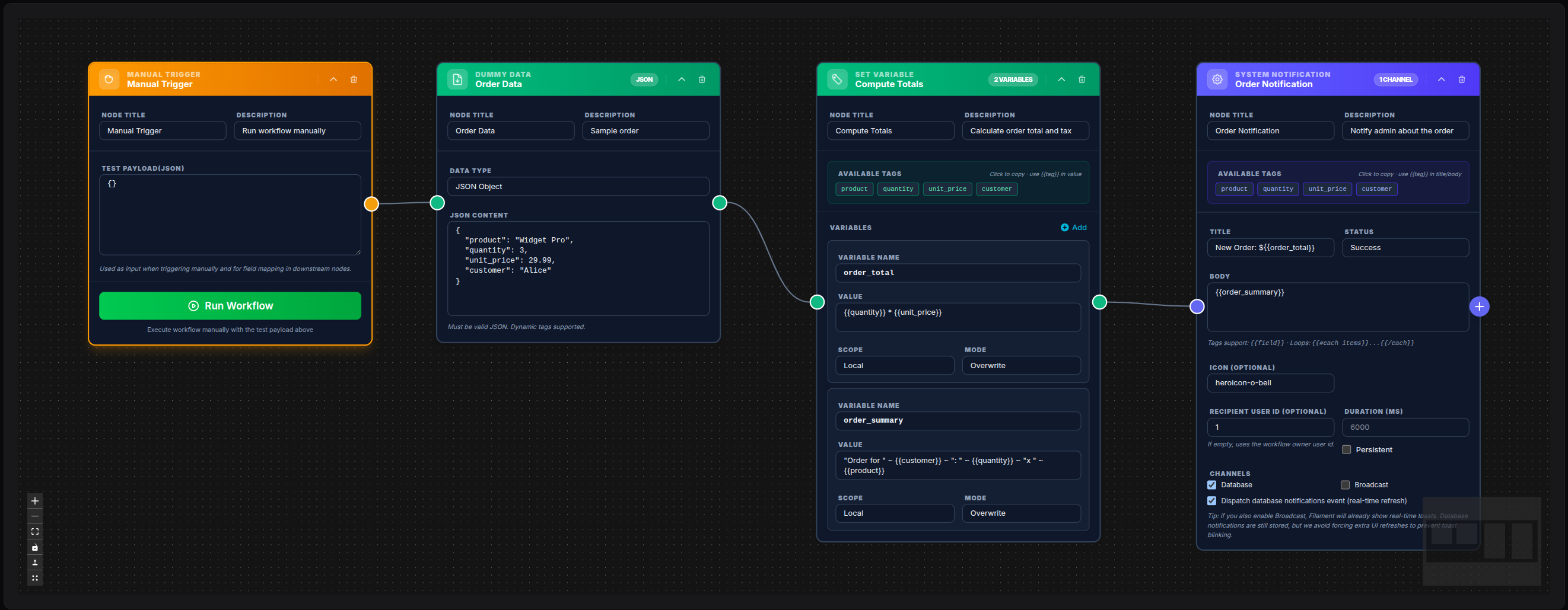 System Notification with computed variables