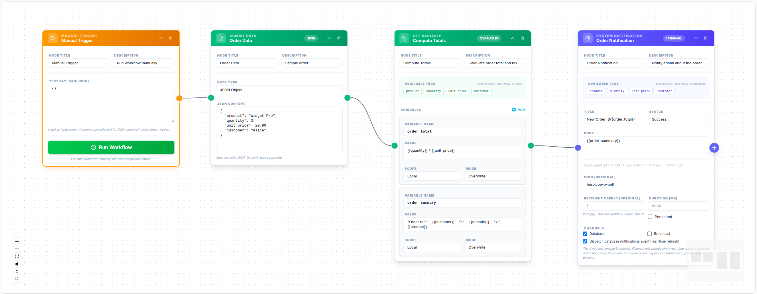 System Notification with computed variables